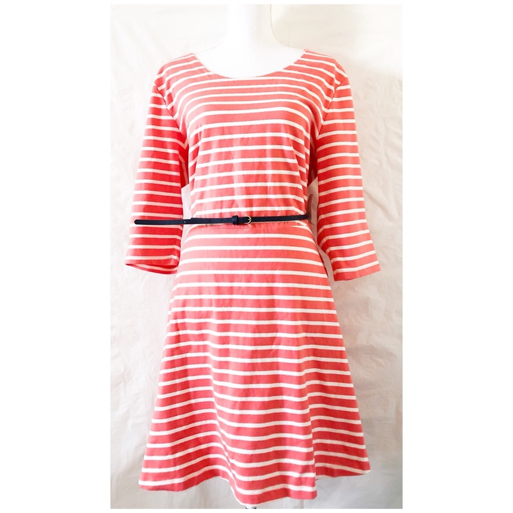 Old Navy Striped Fit & Flare Dress Sz XL Orange - Picture 2 of 6